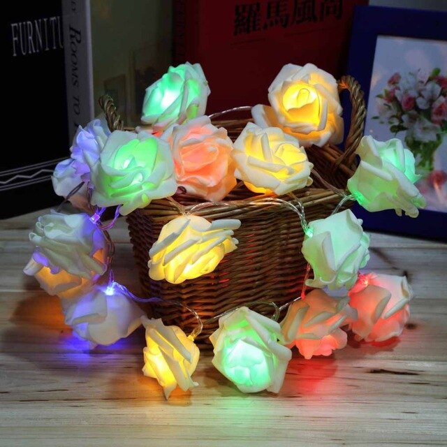 м Ȧ  20 x LED     ڿ    Ƽ ũ /Fashion Holiday Lighting 20 x LED Novelty Rose Flower Fairy String Lights Wedding Garden P
